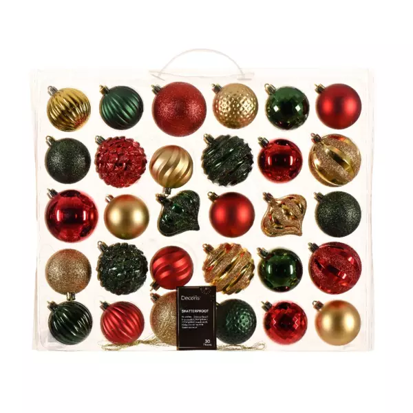 Kit de decoración para árbol de Navidad Agéna verde pino, Rojo y Oro