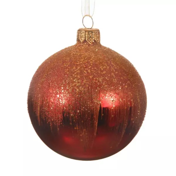 Lot de 6 boules de Noël (D80 mm) en verre Givre Rouge