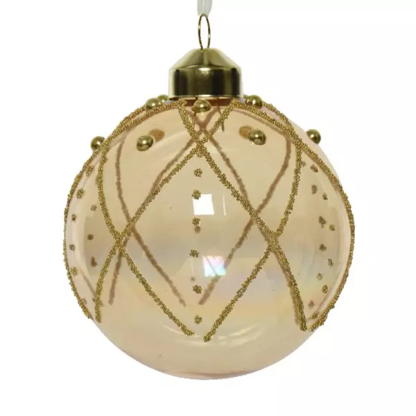 Lot de 3 boules de Noël (D80 mm) en verre Vernia Perle
