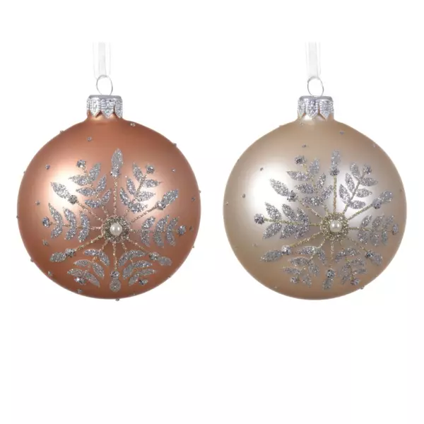 Lote de 6 bolas de Navidad (D80 mm) en vidrio Cléa Perle et Rosa destelleante