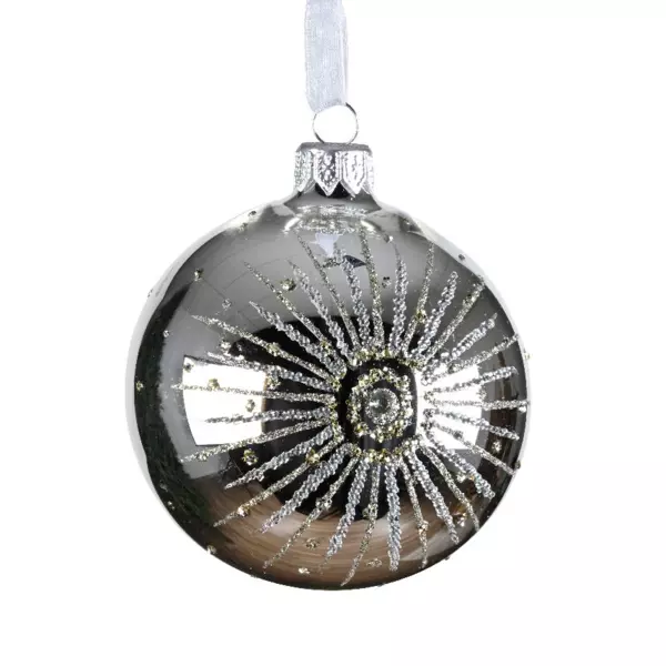 Lote de 6 bolas de Navidad (D80 mm) en vidrio Etoile polaire Plata