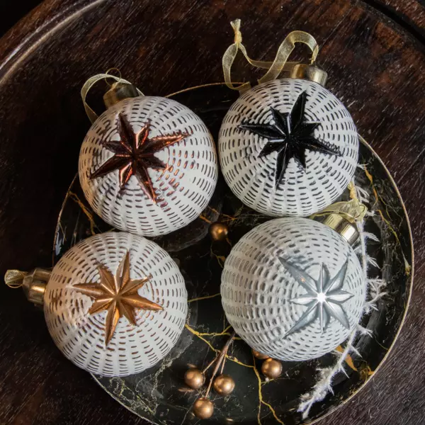 Lote de 12 bolas de Navidad (D80 mm) en vidrio Styl Blanco