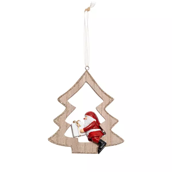 Sapin de Noël à suspendre (H12 cm) Père-Noël Naturel