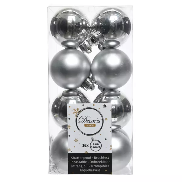 Lot de 16 boules de Noël (D40 mm) Alpine Argent