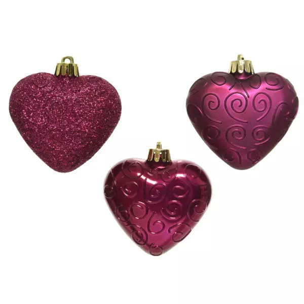 Set van 6 kersthartjes Alpine hangdecoratie Magnolia