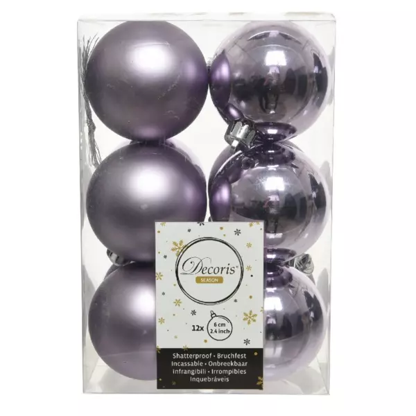 Lot de 12 boules de Noël (D60 mm) Alpine Lilas