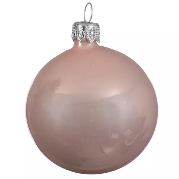 Lot de 6 boules de Noël en verre (D80 mm) Arctique brillantes Rose poudré