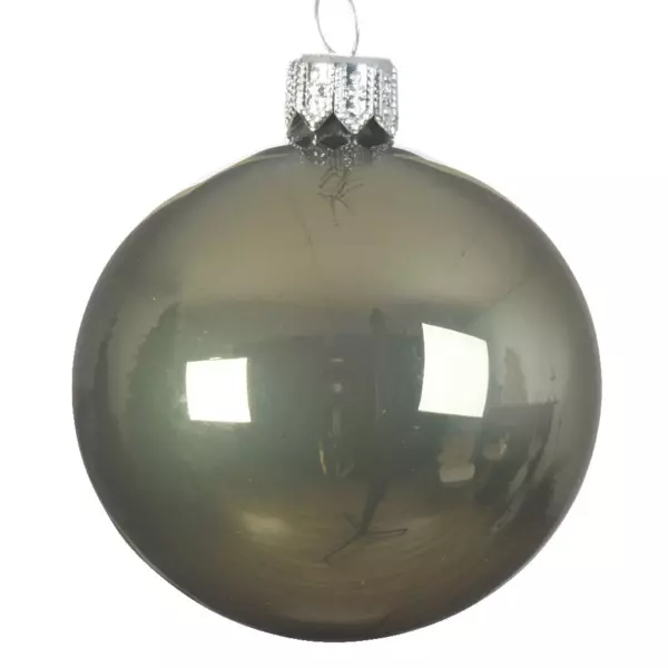 Lote de 6 bolas de Navidad en vidrio (D80 mm) Artico Verde musgo