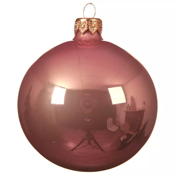 Set van 4 glazen kerstballen (D100 mm) Arctique Glanzend oudroze