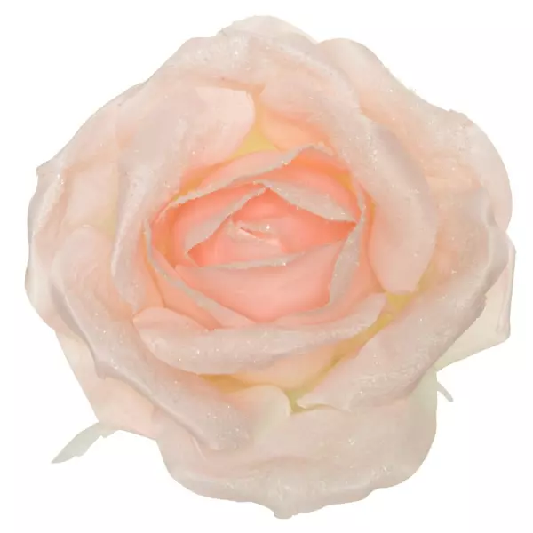 Fleur de Noël  avec crochet (D28 cm) Rosine Rose poudré