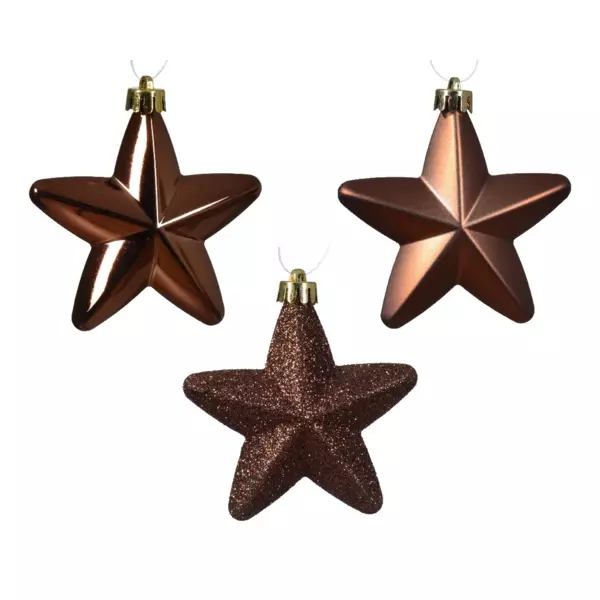 St med 6 ophngte julestjerner (H7 cm) Alpine Brun kaffe