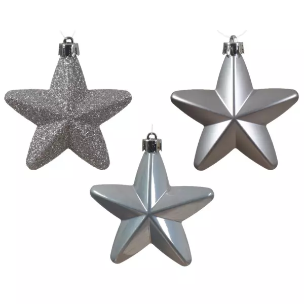 Lote de 6 estrellas de Navidad Alpine Gris mármol