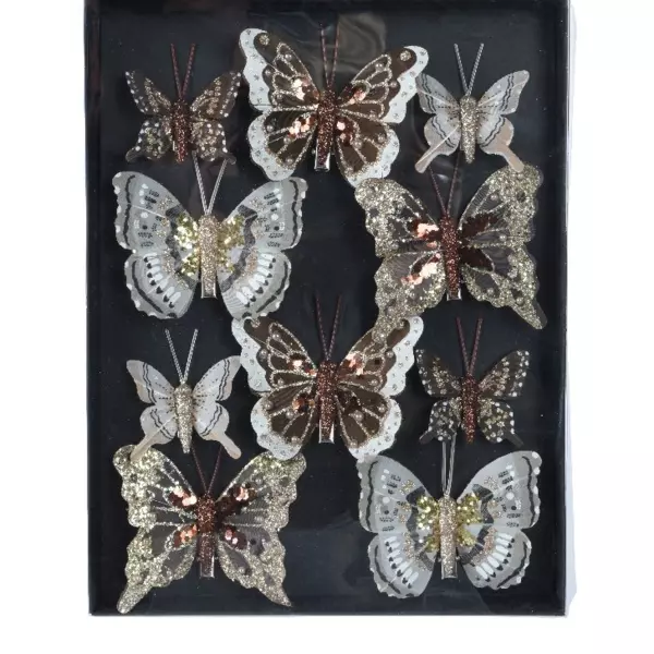 Lote de 10 mariposas Elia Gris