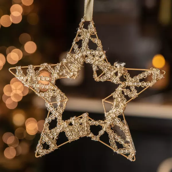 Etoile de Noël à suspendre (H15 cm) Sam Or
