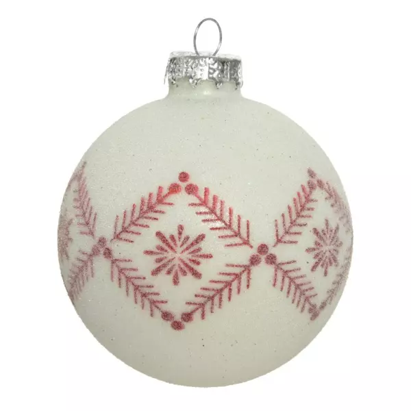 Lot de 3 boules de Noël en verre (D80 mm) Teva Blanc