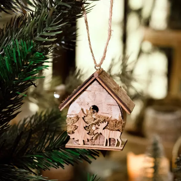 Set van 2 vogelhuisje Ecorce om op te hangen Bruin