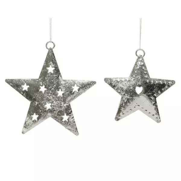 Lote de 2 estrellas de Navidad Metalia Plata