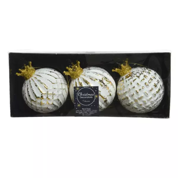 3er set Weihnachtskugeln aus Glas (D80 mm) Bliss Wei 