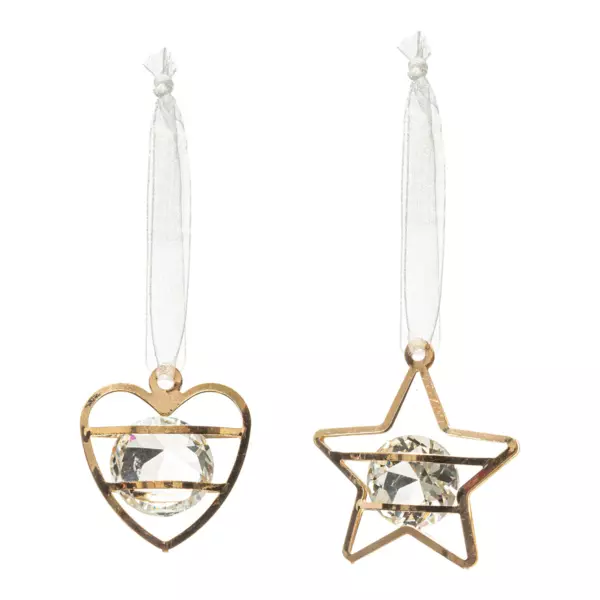 Lot de 2 suspensions de Noël (H6 cm) Diamant Or