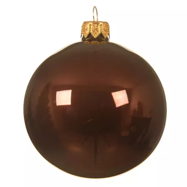Lot de 6 boules de Noël en verre (D80 mm) Arctique brillantes Acajou