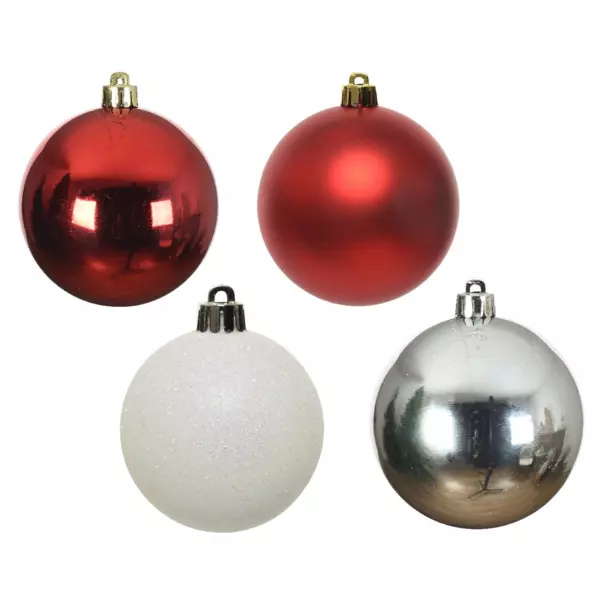 Lote de 30 bolas de Navidad Alpine multi Blanco / Rojo