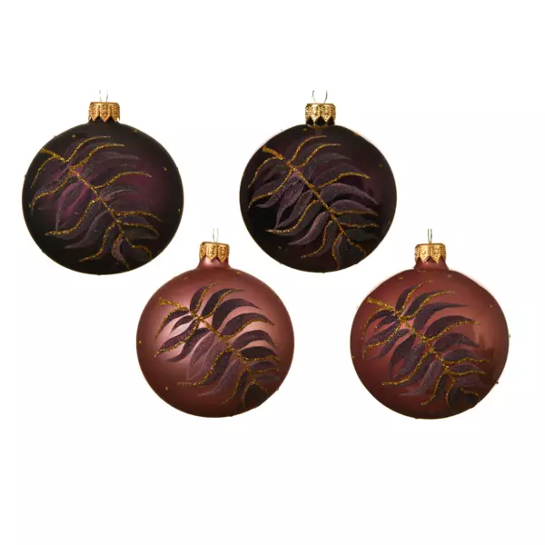 Lot de 6 boules de Noël en verre (D80 mm) Palma Violet