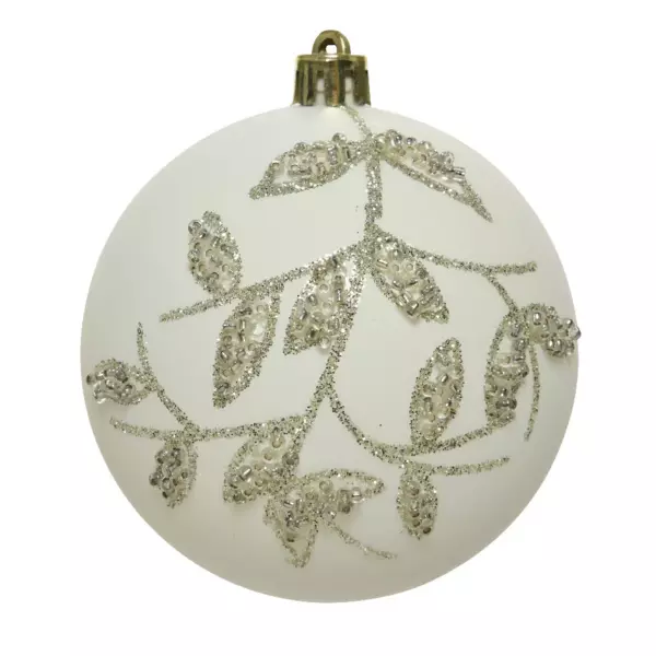 Lote de 12 bolas de Navidad en vidrio (D80 mm) Brancia Blanco lana