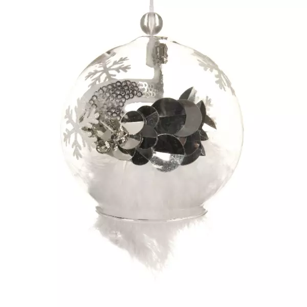 Lote de 2 bolas de Navidad en vidrio (D80 mm) Swan Blanco