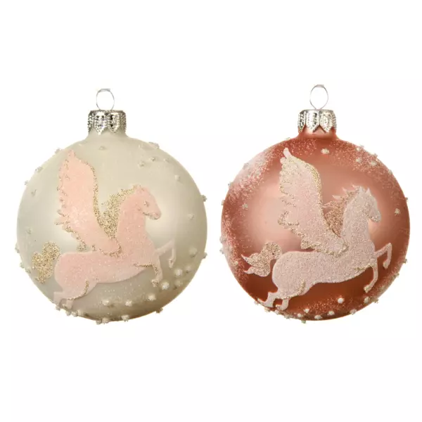 Lot de 6 boules de Noël en verre (D80 mm) Pegase Rose