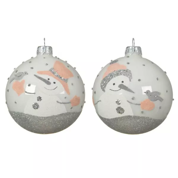 Lot de 6 boules de Noël en verre (D80 mm) Federico Blanc