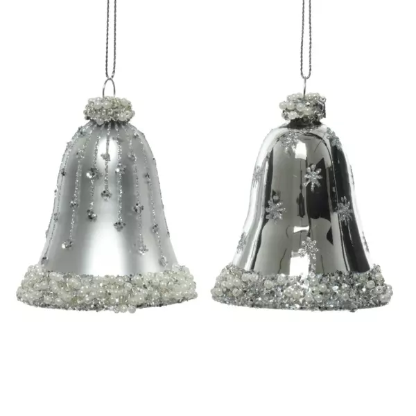 Lot de 2 clochettes en verre (H8 cm) Kristina Argent