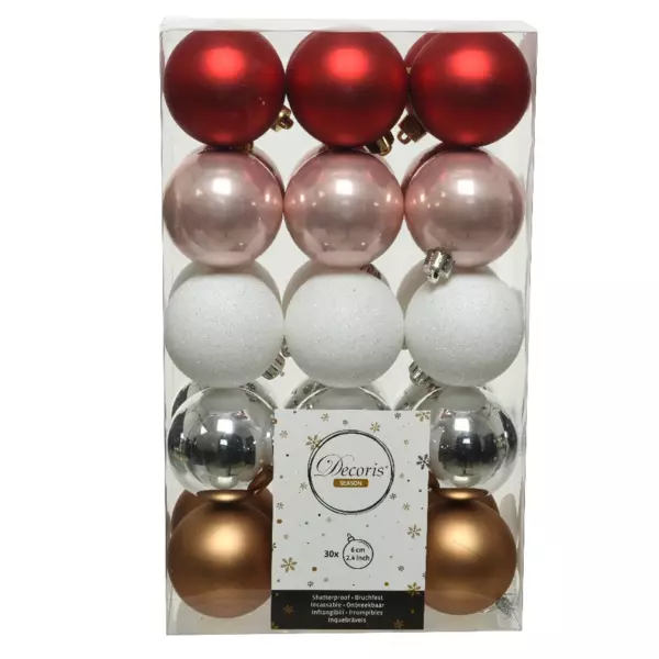 Lot de 30 boules de Noël (D60 mm) Alpine Multicolore