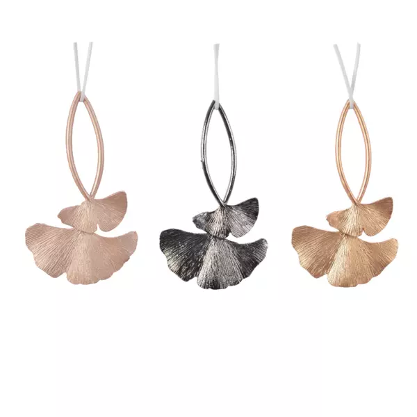 Set van 3 bladeren Ginko alliage hangdecoratie Blauwgrijs