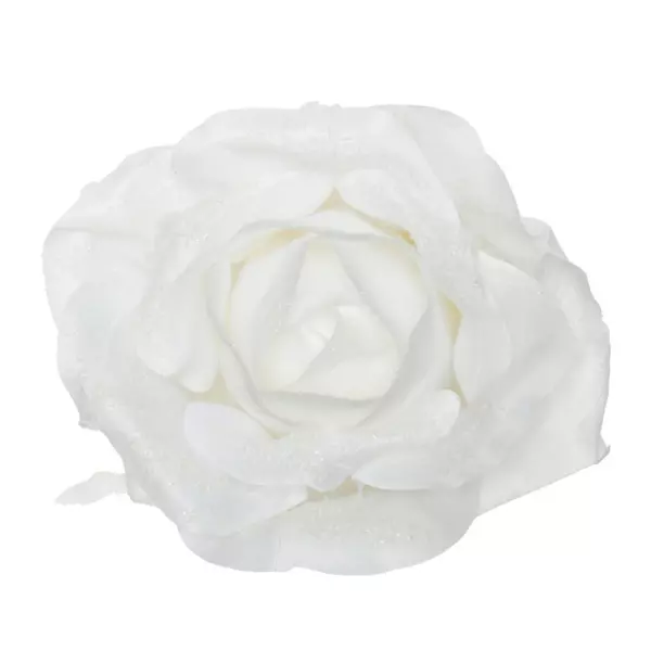 Fleur de Noël avec crochet (D28 cm) Rosine Blanc