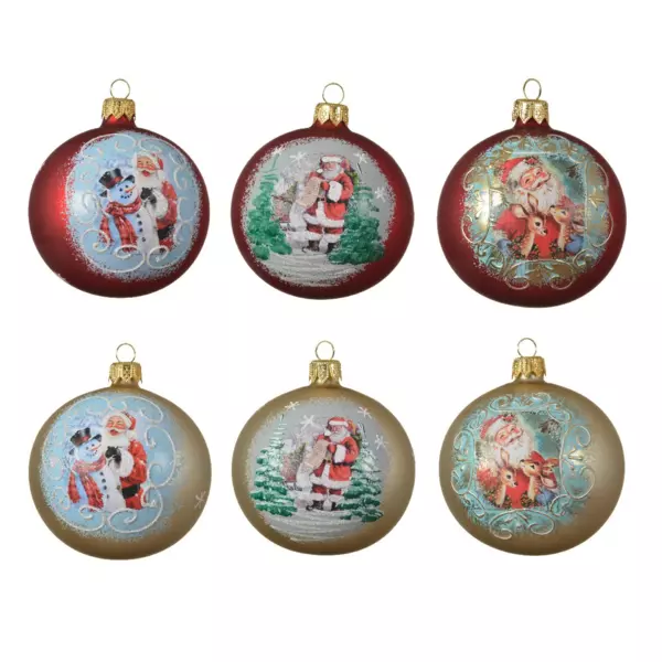 Lote de 6 bolas de Navidad (D80 mm) Vintage Rojo