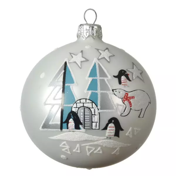 Lot de 6 boules de Noël en verre (D80 mm) Igloo Argent
