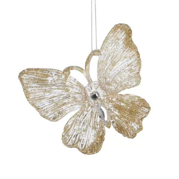 Lote de 2 mariposas Souy con brillos Oro