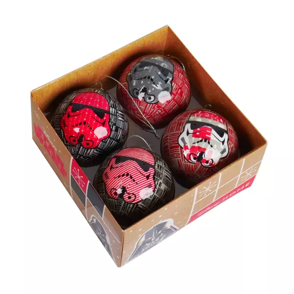 4er Set Weihnachtskugeln (D75 mm) Disney Star Wars Rot in Geschenkbox