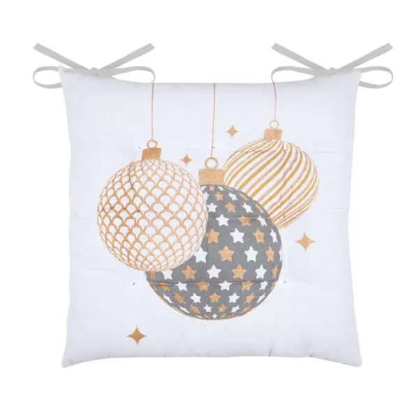 Kussen voor stoel vierkant Sibérie wit en grijs