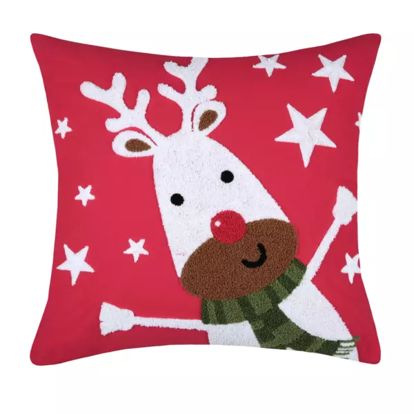 Coussin de Noël carré (45 cm) Falala Renne Rouge