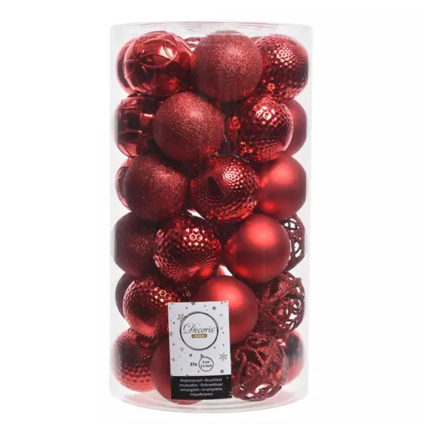 Lote de 37 bolas de Navidad (D60 mm) Alpine mix Rojo