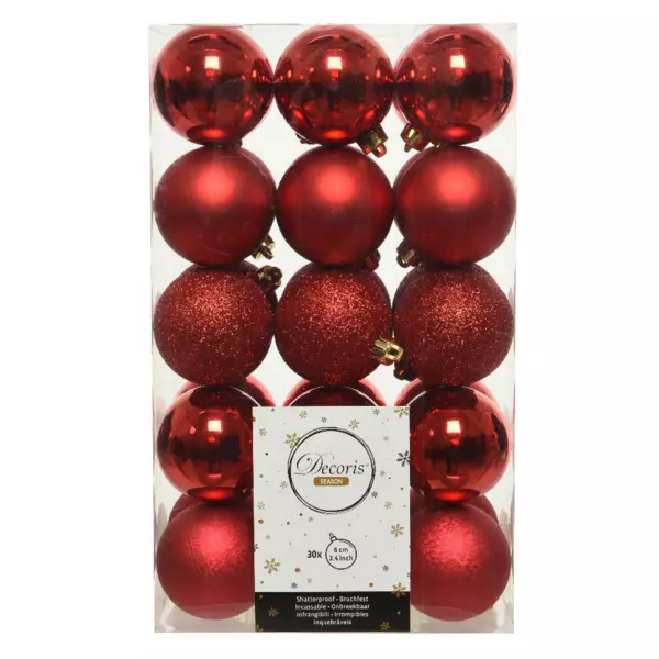 Lot de 30 boules de Nol (D60 mm) Alpine Rouge
