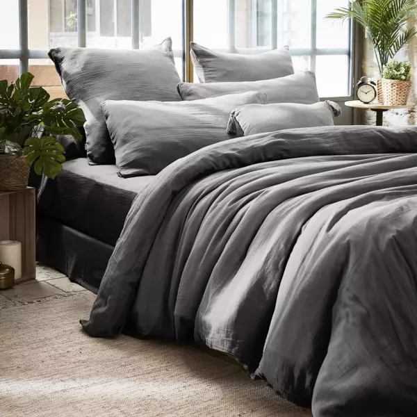 Housse de couette gaze de coton (240 x 220 cm) GaĂŻa Gris granit