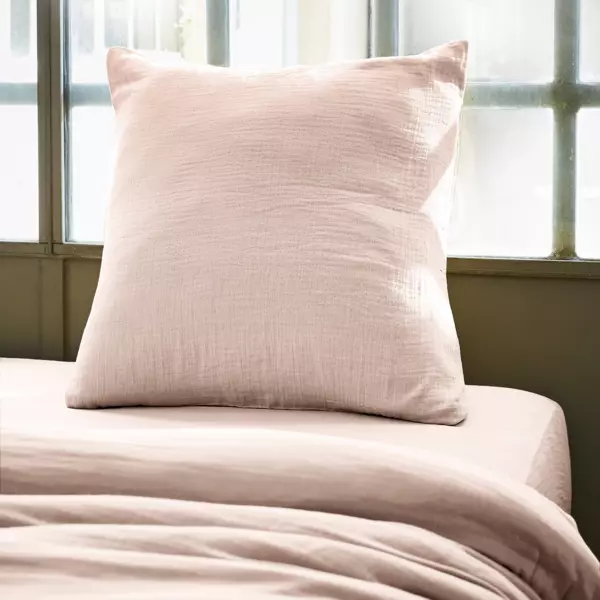 Funda para almohada cuadrada en gasa de algodón (60 cm) Gaïa Rosa palo