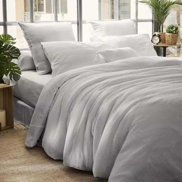 Housse de couette gaze de coton (260 x 240 cm) Gaïa Gris nuage