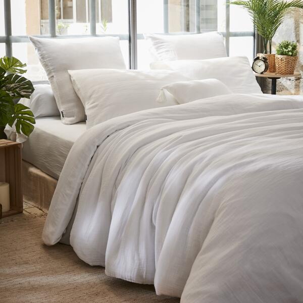 Bettbezug aus Baumwoll-Gaze (200 cm) Gaïa Weiß