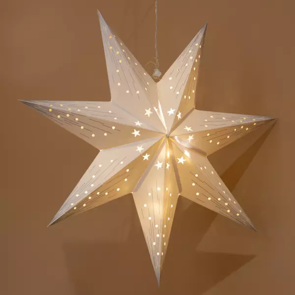 Estrella luminosa a pilas Oria blanco y Blanco cálido
