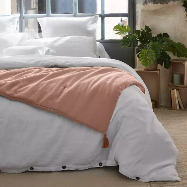 Bedloper Katoengaas (90 x 200 cm) Gaïa Perzik roze