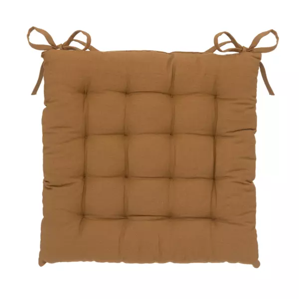 Coussin de chaise carré coton ( 38 x 38 cm) Anjali Marron camel