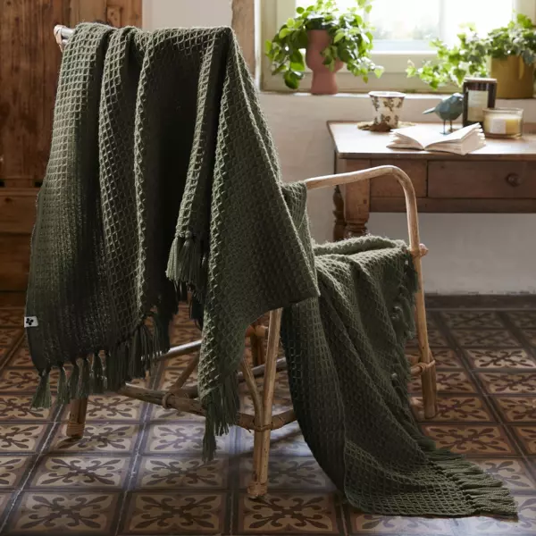 Plaid van gerecycled materiaal (160 cm) Gabin Tijmgroen